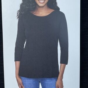 Kirkland Signature Women's Boatneck XS NWT Black Cotton e1249